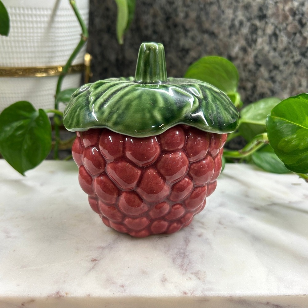 Jay Willfred Andrea by Sadek Raspberry Ceramic Jam Jar Portugal Red Green